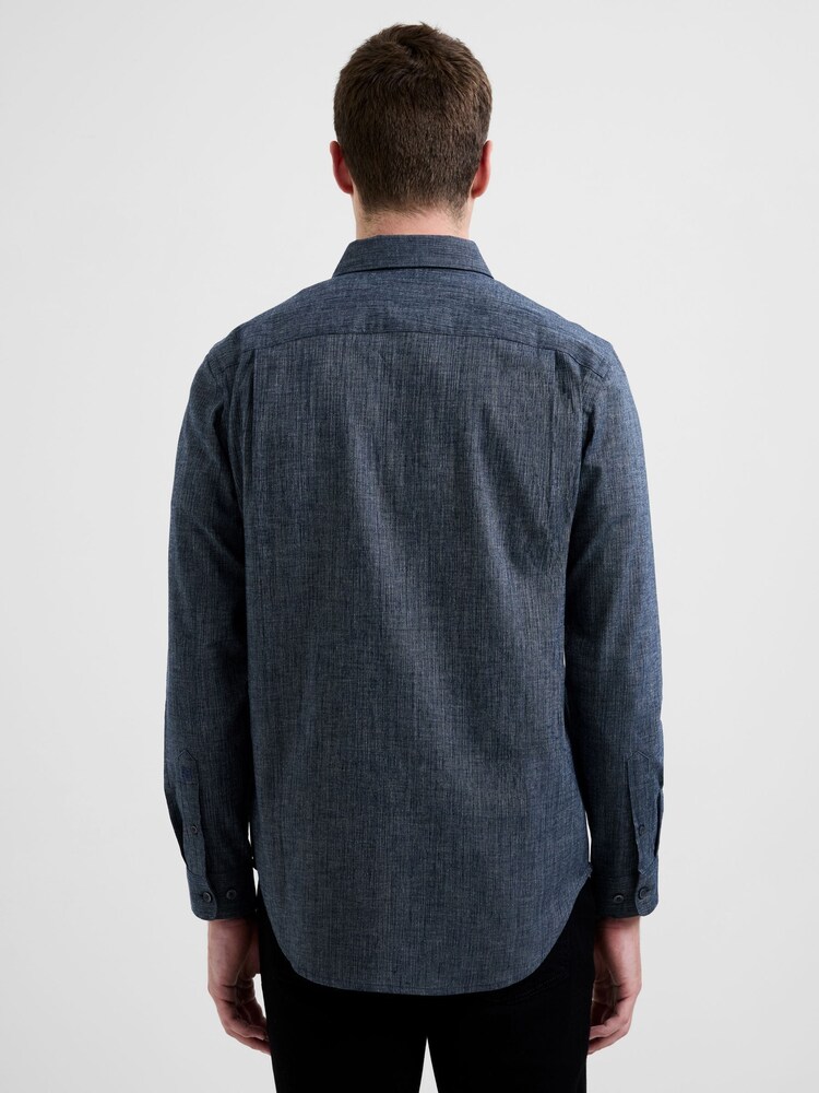 French Connection Blue Cotton Regular Fit Denim Style Long Sleeve Button Up Shirt - Image 2 of 5
