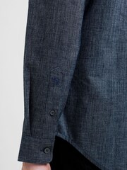 French Connection Blue Cotton Regular Fit Denim Style Long Sleeve Button Up Shirt - Image 5 of 5