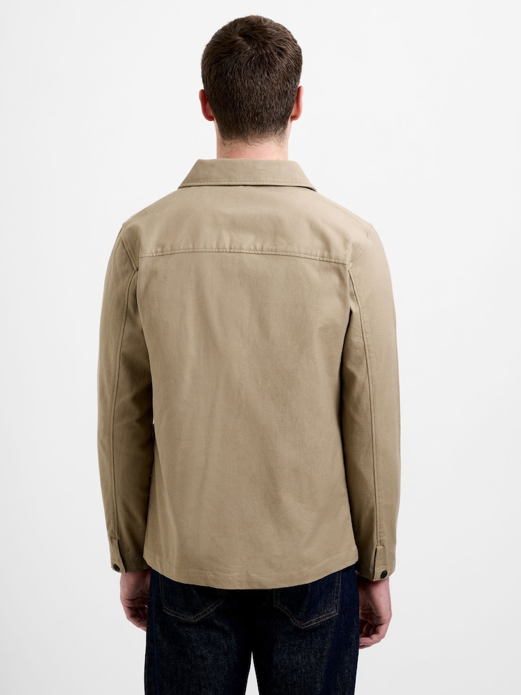 French Connection Brown Cotton Blend Four Pocket Canvas Button-Up Overshirt - Image 2 of 5
