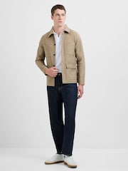French Connection Brown Cotton Blend Four Pocket Canvas Button-Up Overshirt - Image 3 of 5