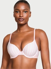 Victoria's Secret Pink Stripe Full Cup Push Up Cotton Logo Bra - Image 1 of 2