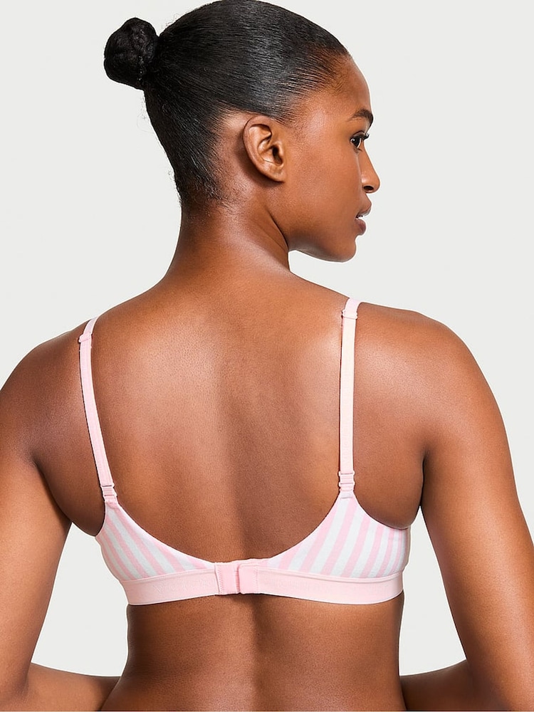 Victoria's Secret Pink Stripe Full Cup Push Up Cotton Logo Bra - Image 2 of 2 Victoria's Secret Pink Stripe Full Cup Push Up Cotton Logo Bra - Image 2 of 2
