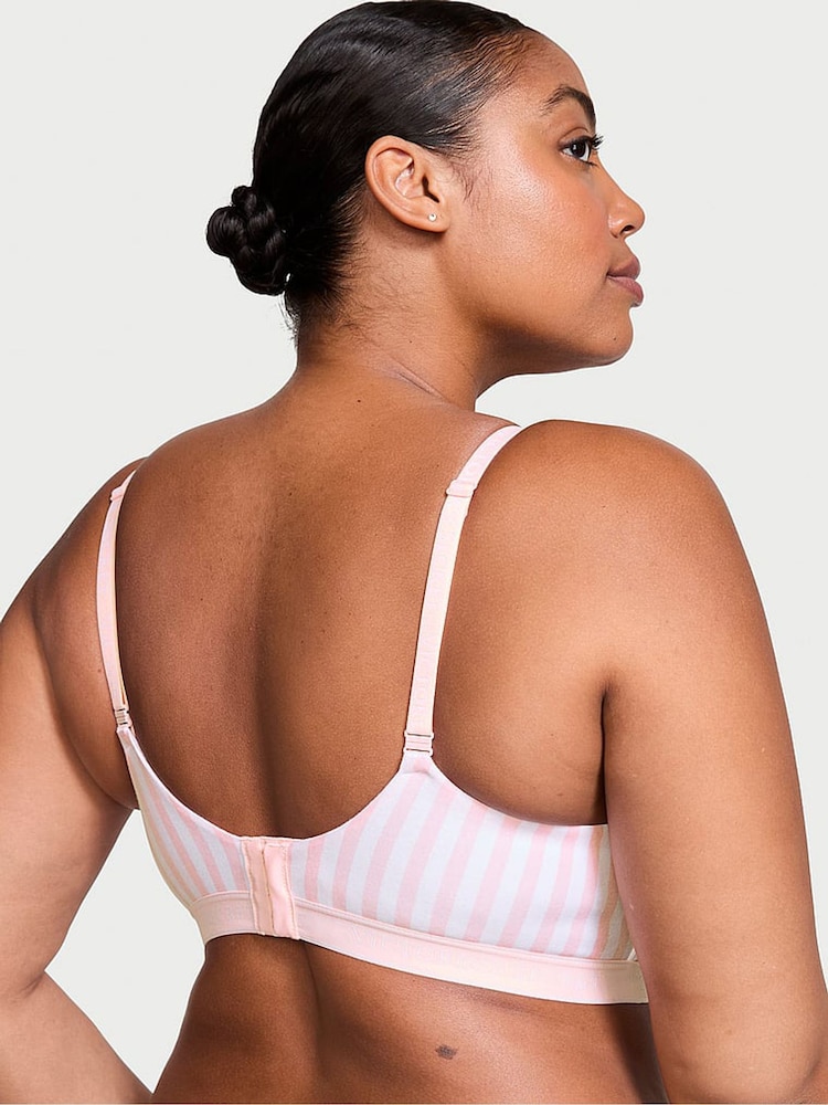 Victoria's Secret Pink Stripe Lightly Lined Non Wired Cotton Logo Bra - Image 2 of 2 Victoria's Secret Pink Stripe Lightly Lined Non Wired Cotton Logo Bra - Image 2 of 2