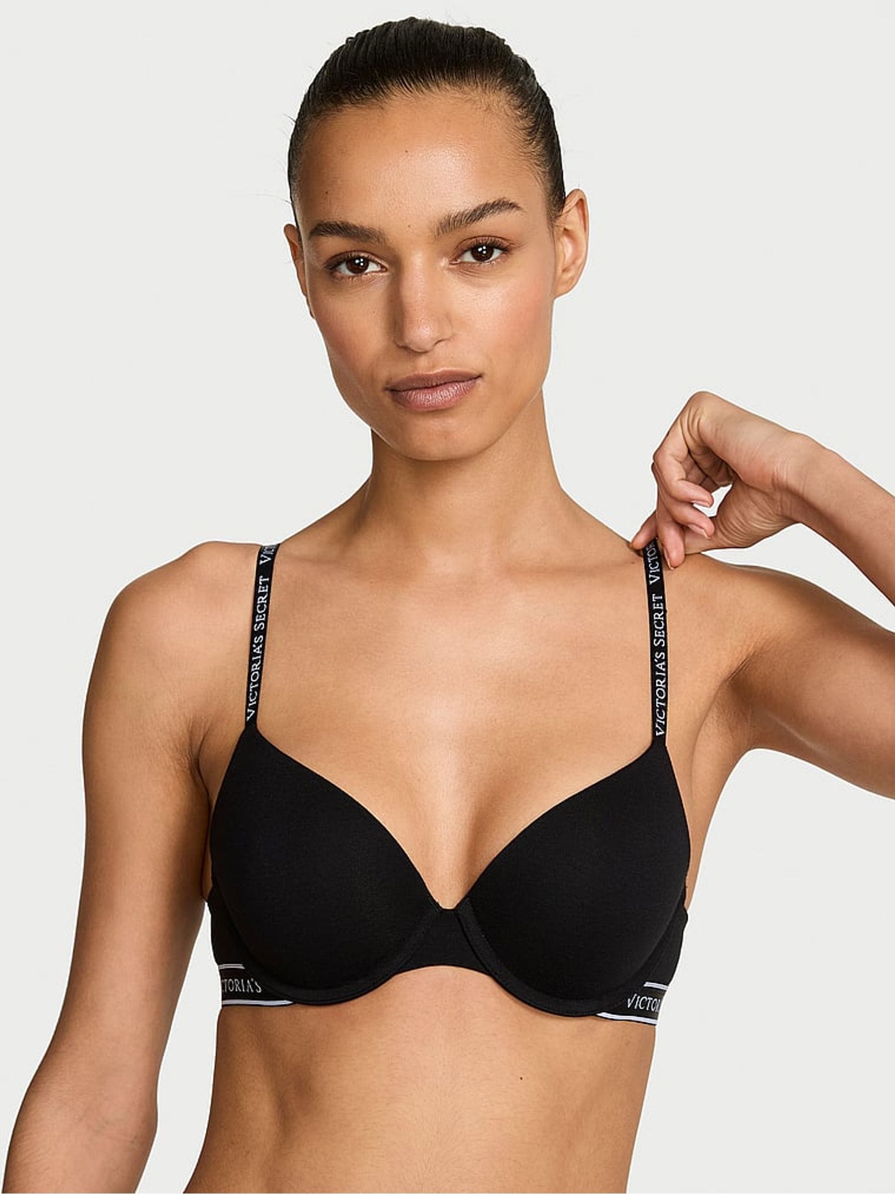 Victoria's Secret Black Full Cup Push Up Cotton Logo Bra