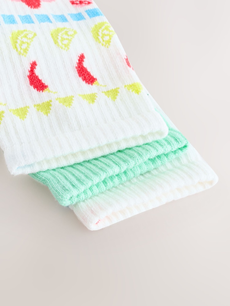 Taco Time Cushion Sole Sports Ankle Socks 3 Pack - Image 6 of 6