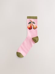 Pink Cherries Warm Handle Cotton Ankle Socks 2 Pack - Image 3 of 5