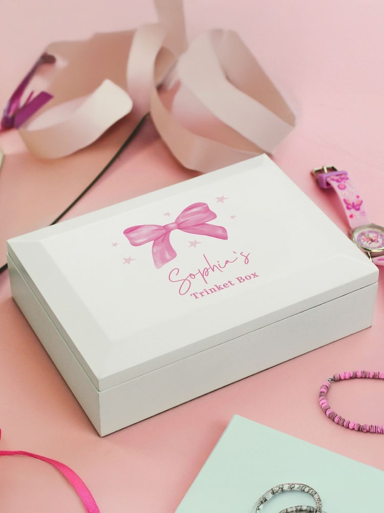 Personalised Bow Jewellery Box by PMC - Image 1 of 4