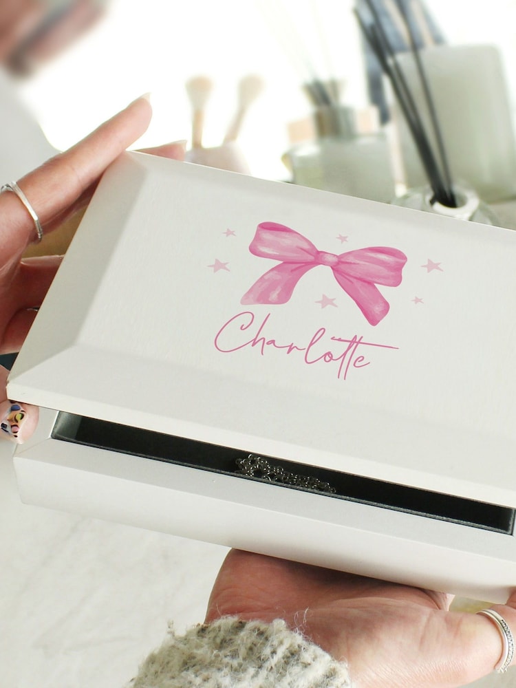 Personalised Bow Jewellery Box by PMC - Image 2 of 4