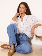Lipsy White Broderie Shirt - Image 1 of 4