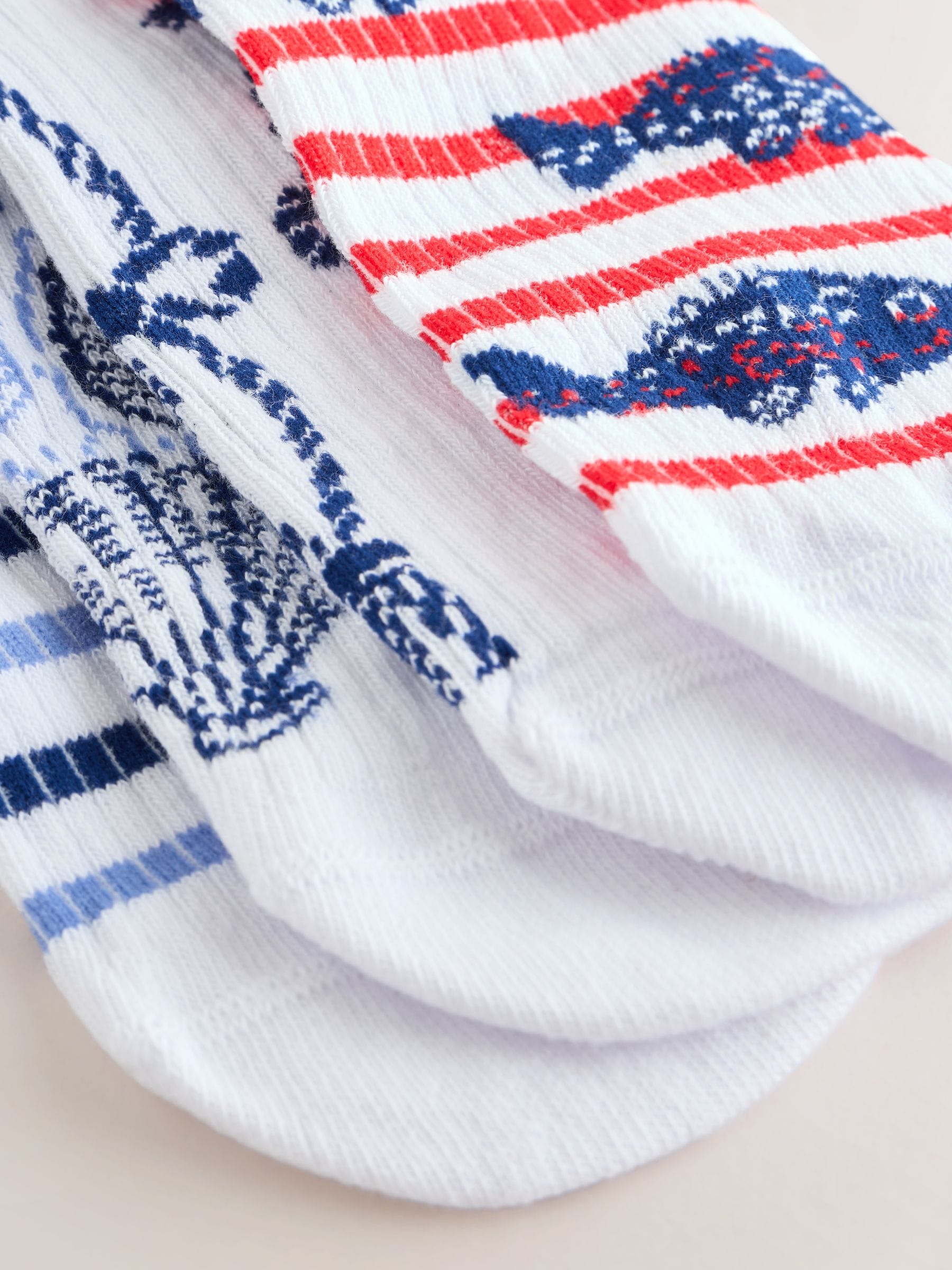 Buy Blue Nautical Trainer Socks 4 Pack from Next USA
