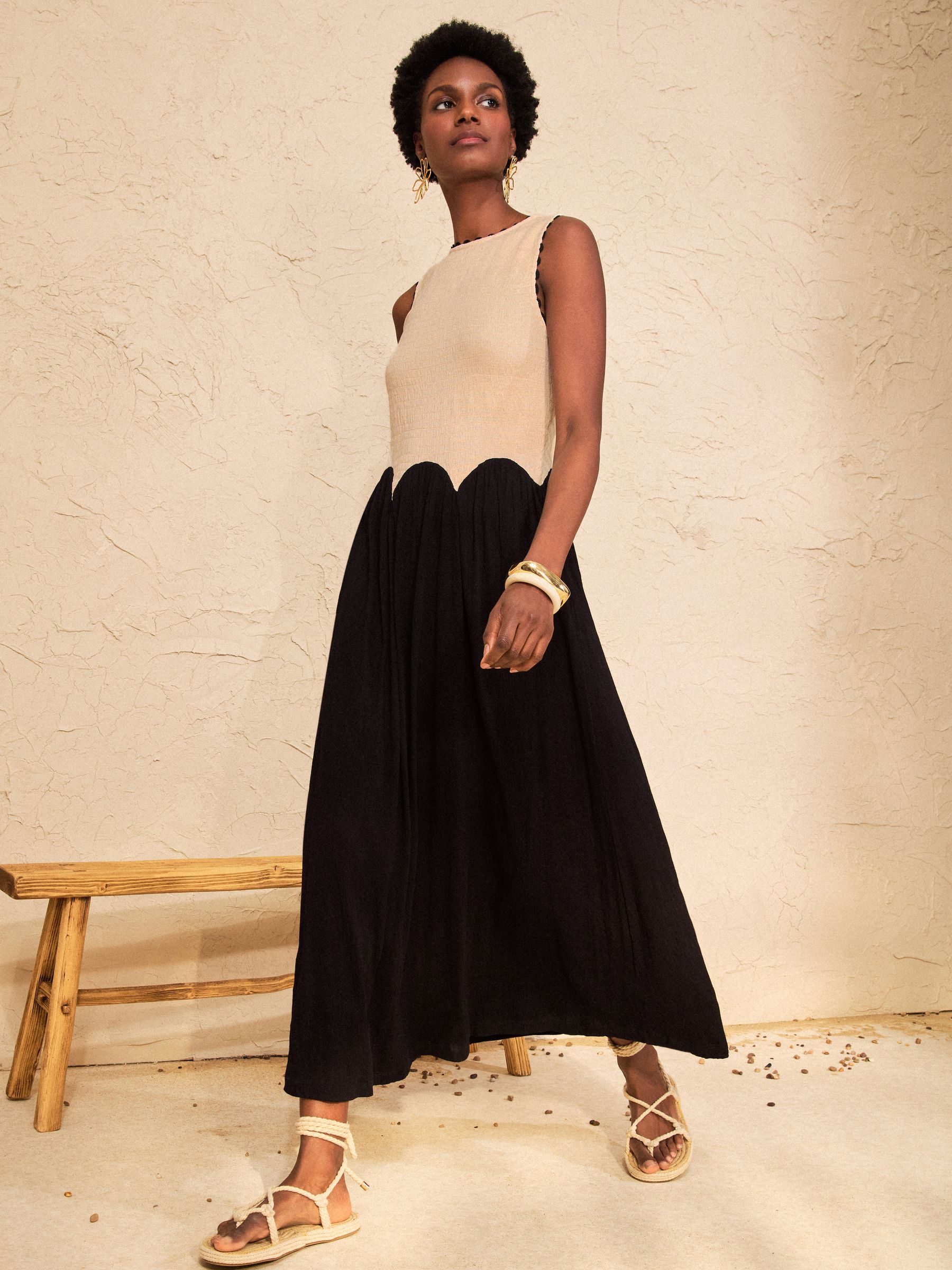 Buy Love & Roses Monochrome Textured Contrast Jersey Midi Dress