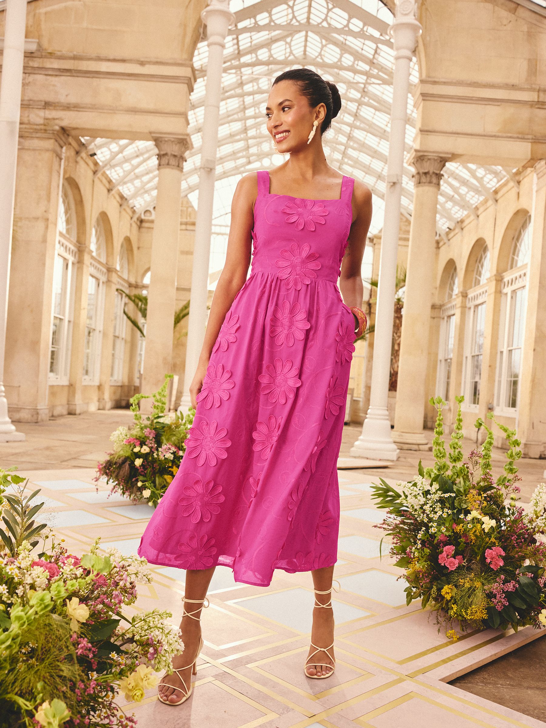 Buy Love & Roses x RHS Pink 3D Floral Sun Dress from Next USA