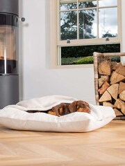 Lords and Labradors Natural Herringbone Sleepy Burrows Dog Bed - Image 1 of 4