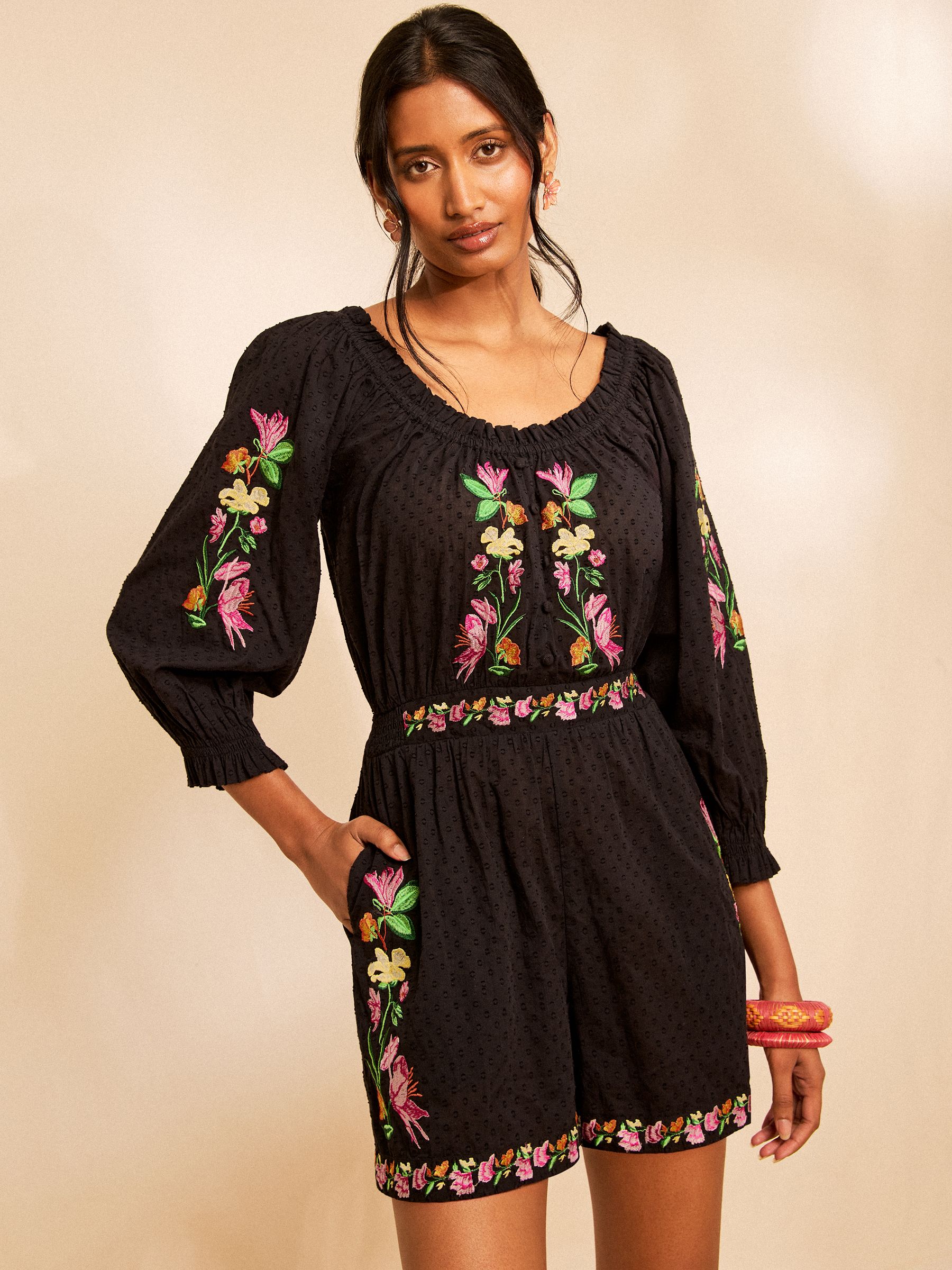 Buy Love & Roses X RHS Black Floral Embroidered Long Sleeve
