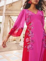 Love & Roses Kimono Sleeve Midi Dress - Bild 4 von 4