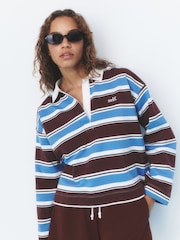 self. Blue/Brown Striped Rugby Style Shirt - Image 1 of 8