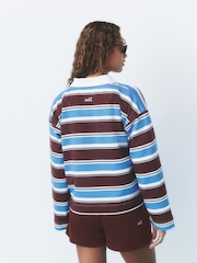 self. Blue/Brown Striped Rugby Style Shirt - Image 3 of 8