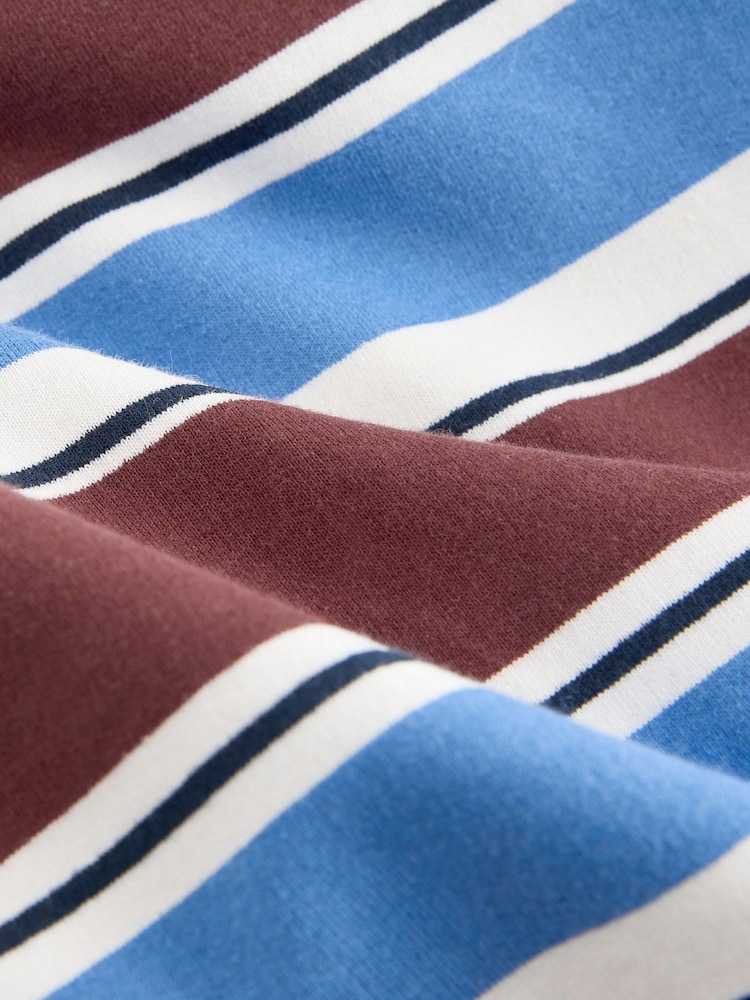 self. Blue/Brown Striped Rugby Style Shirt - Image 8 of 8