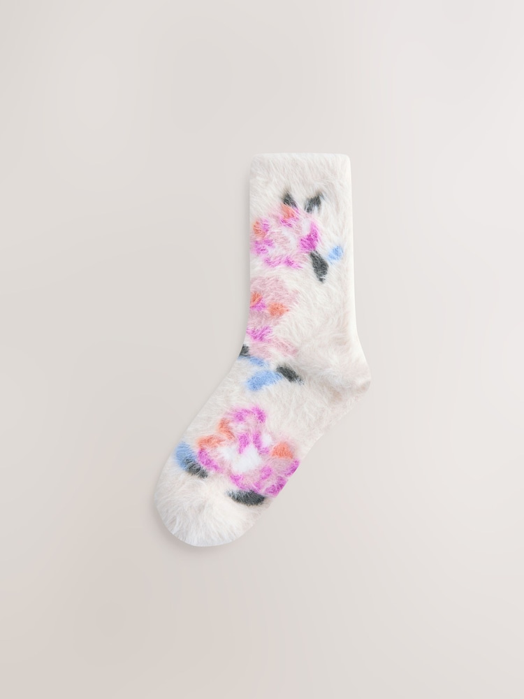 Apricot Floral Superhairy Cosy Socks 2 Pack - Image 2 of 5 Apricot Floral Superhairy Cosy Socks 2 Pack - Image 2 of 5