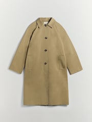 Oversized Check Lining Cotton Trench Coat - Imaginea 6 din 6