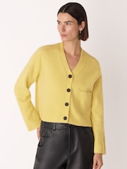 Whistles Yellow Wool Mix Pocket Cardigan - Image 1 of 5