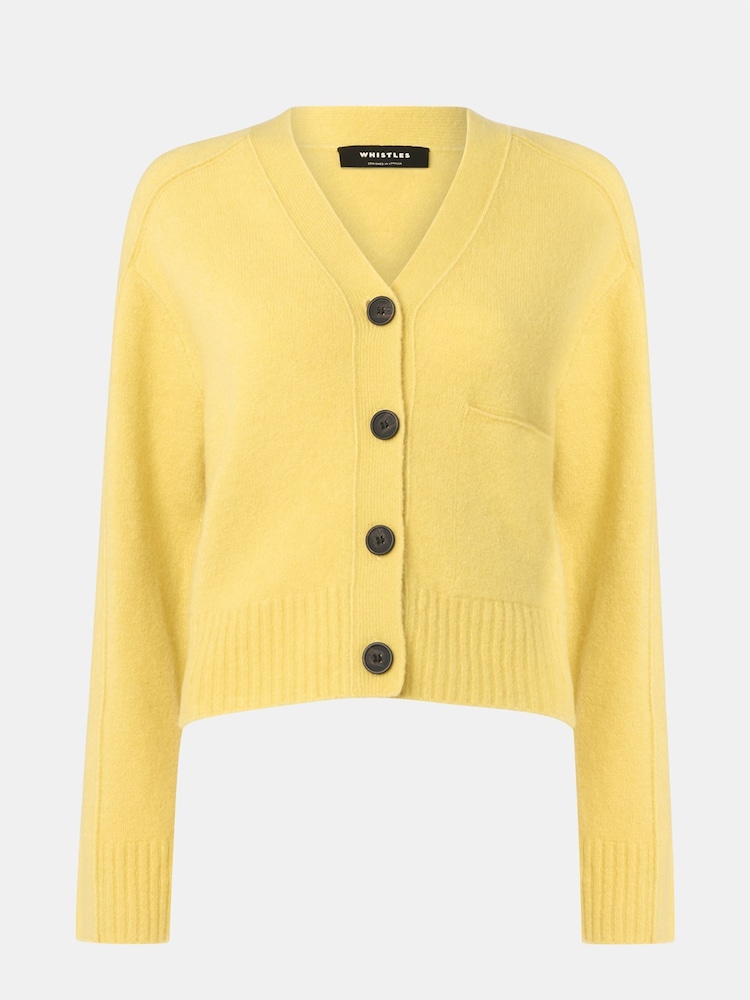 Whistles Yellow Wool Mix Pocket Cardigan - Image 5 of 5