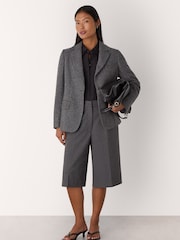 Whistles Grey Petite Herringbone Wool Blend Blazer - Image 1 of 5