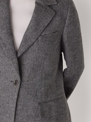 Whistles Grey Petite Herringbone Wool Blend Blazer - Image 4 of 5