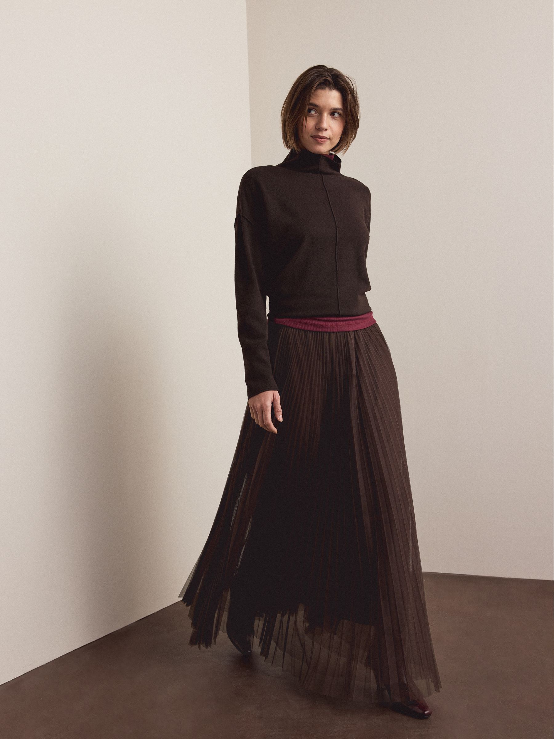 Buy Chocolate Brown Mesh Pleated Maxi Skirt from Next New Zealand