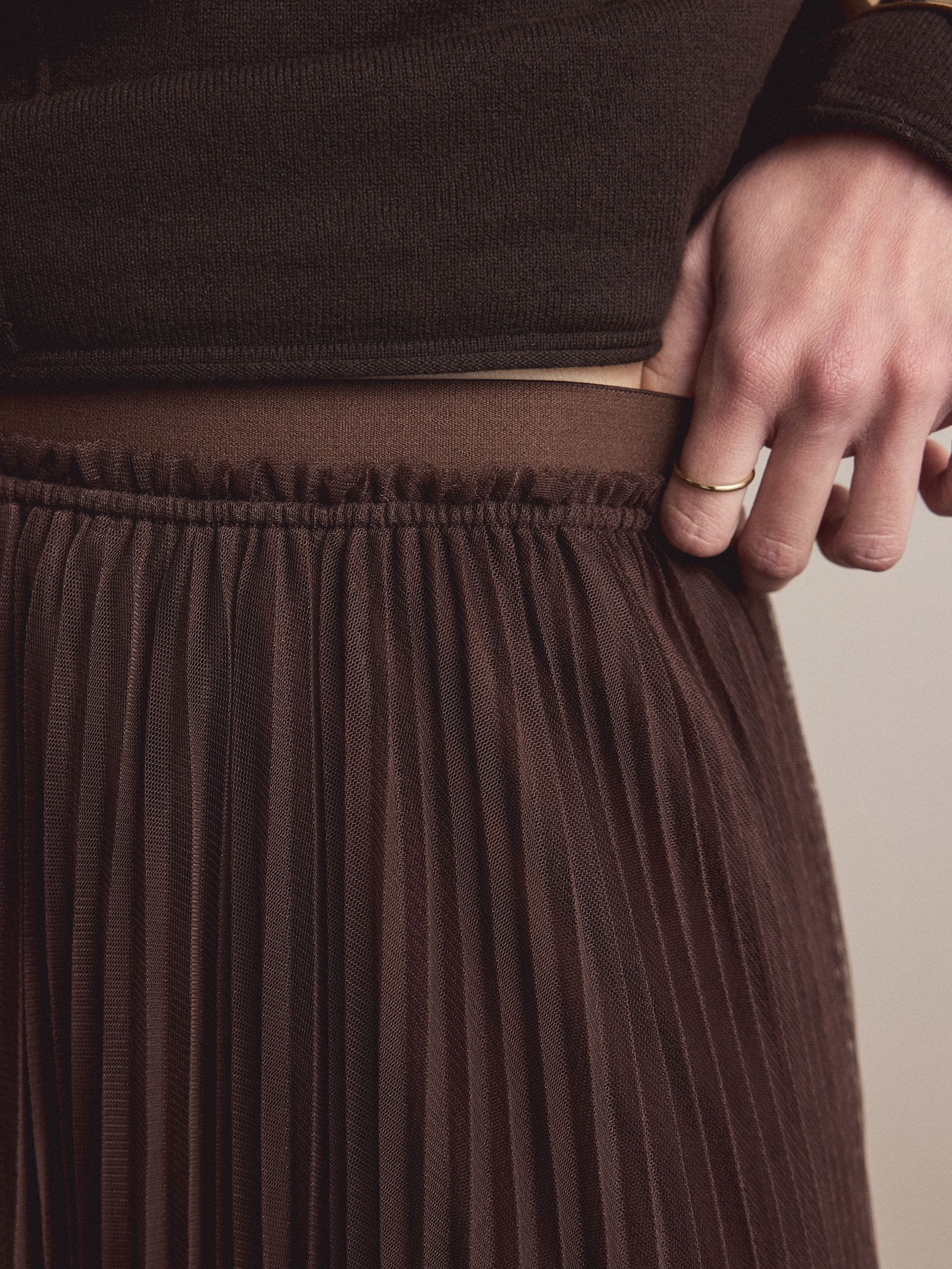 Buy Chocolate Brown Mesh Pleated Maxi Skirt from Next South Africa