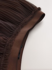 Chocolate Brown Mesh Pleated Maxi Skirt - Image 8 of 8