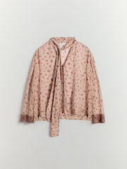 BHOEM Pink Scarf Detail Flowy Printed Blouse - Kuva 5 / 5