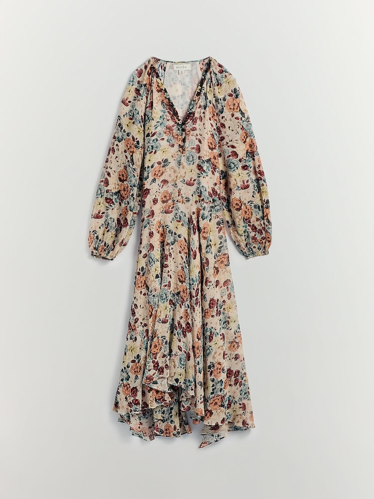 BHOEM Multi Floral Print Maxi Flowy Dress - Attēls 6 no 6