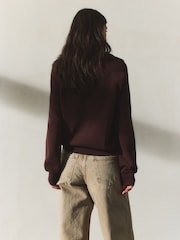 BHOEM Long Sleeve Knit Brown Polo Shirt - Image 3 of 4
