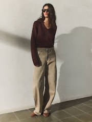 BHOEM Long Sleeve Knit Brown Polo Shirt - Image 4 of 4