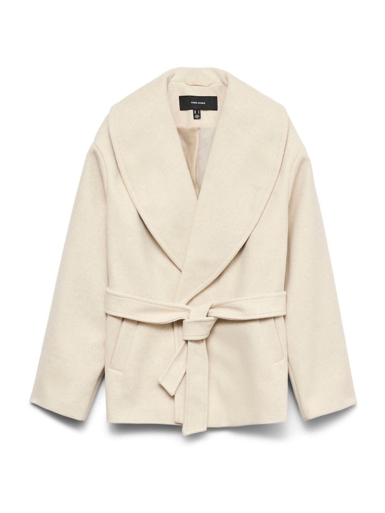 VERO MODA Cream Shawl Neck Wrap Front Short Jacket - Image 7 of 7 VERO MODA Cream Shawl Neck Wrap Front Short Jacket - Image 7 of 7