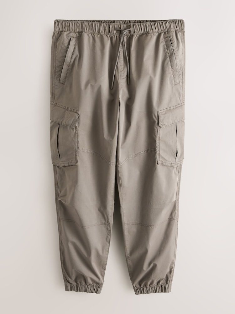 Mushroom Brown Regular Tapered Fit Cotton Stretch Cargo Trousers - Image 1 of 5