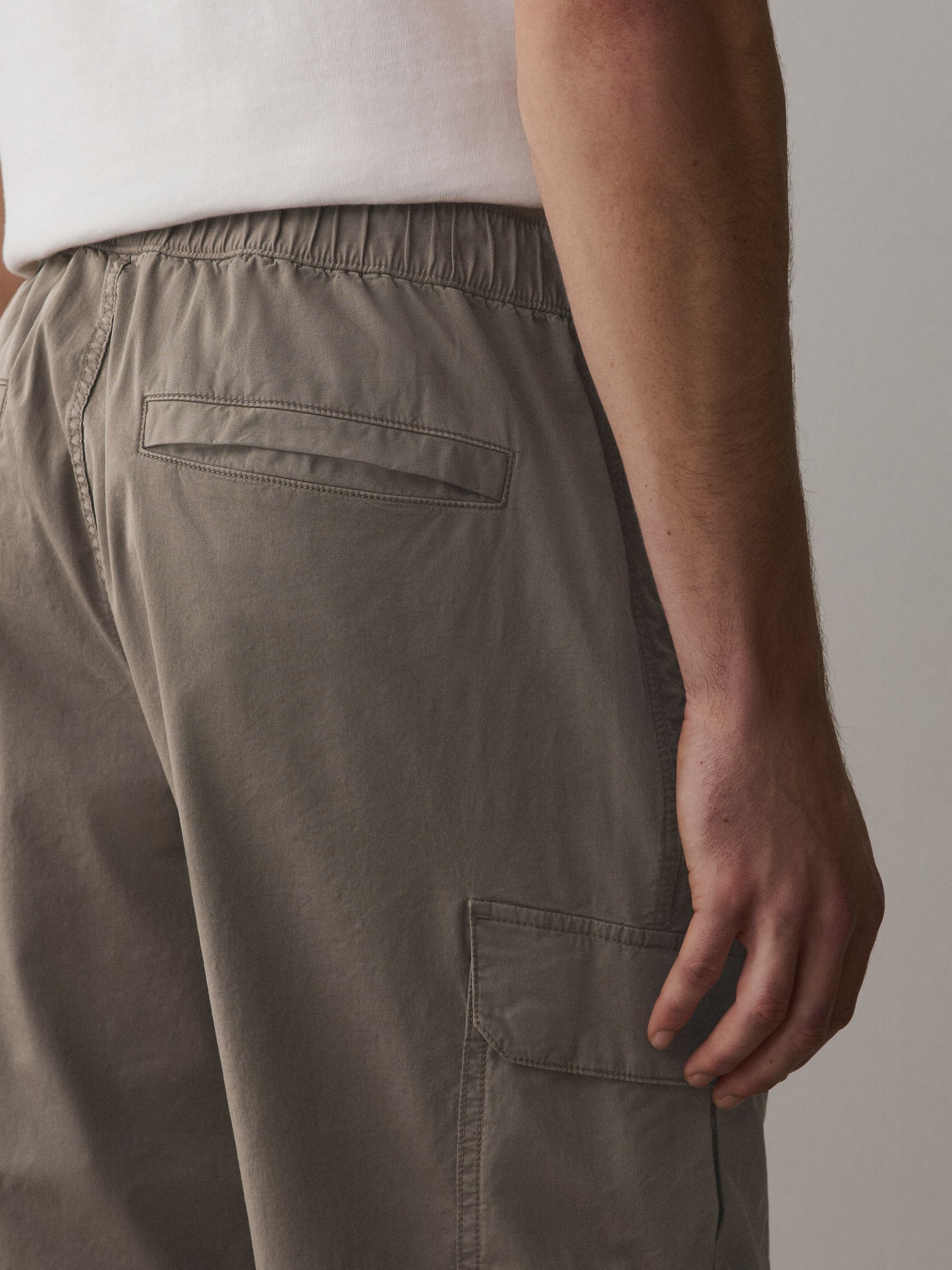 Buy Mushroom Brown Regular Tapered Fit Cotton Stretch Cargo