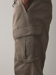 Mushroom Brown Regular Tapered Fit Cotton Stretch Cargo Trousers - Image 6 of 11