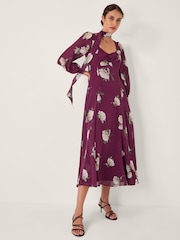 Monsoon Red Amber Floral Print Midi Dress & Scarf - Image 1 of 6