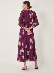 Monsoon Red Amber Floral Print Midi Dress & Scarf - Image 2 of 6