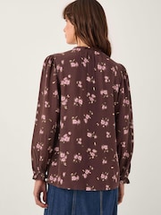 Monsoon Brown Hanya Floral Print Ruffle Blouse - Image 2 of 4