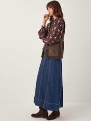 Monsoon Brown Hanya Floral Print Ruffle Blouse - Image 3 of 4