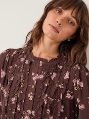 Monsoon Brown Hanya Floral Print Ruffle Blouse - Image 4 of 4