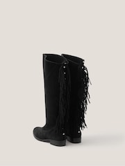 Monsoon Black Flo Fringe Suede Knee High Boots - Image 2 of 3
