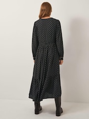 Monsoon Black Zoie Embroidered Print Midi Dress - Image 2 of 4