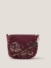 Monsoon Red Lily Embroidered Satchel Cross-Body Bag - Image 1 of 3