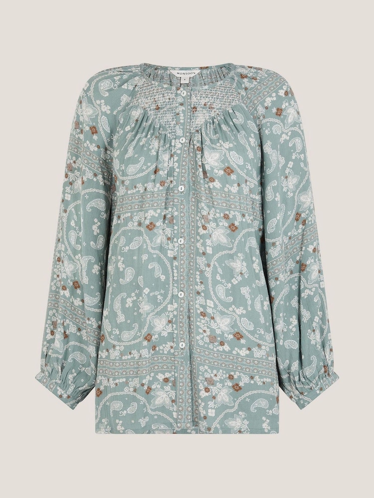 Monsoon Blue Mandy Paisley Print Blouse - Image 5 of 5 Monsoon Blue Mandy Paisley Print Blouse - Image 5 of 5