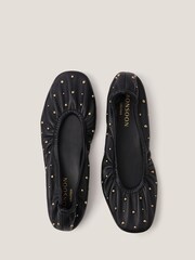 أسود - Monsoon Mila Leather Stud Ballet Pumps - صورة 3 من 3