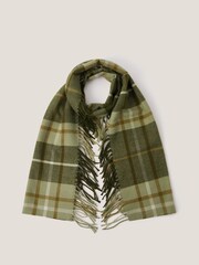 Monsoon Green Soha Check Tassel Scarf - Image 1 of 2